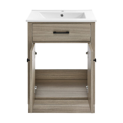 Burdon 24" Freestanding Bathroom Vanity in Weathered Oak with Sink Top