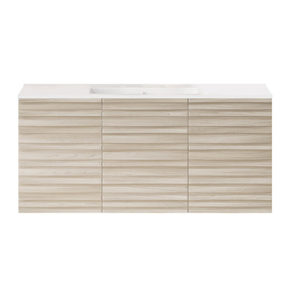 Cascade 48" Wall-Mounted Bathroom Vanity in White Oak with 3-Hole Widespread Sink Top