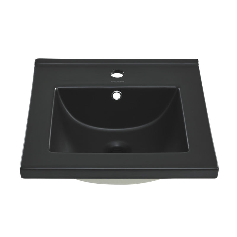 18" Ceramic Square Vanity Sink Top in Matte Black