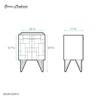 Annecy 24 Mondrian White Bathroom Vanity Cabinet Only (SM-BV250W)