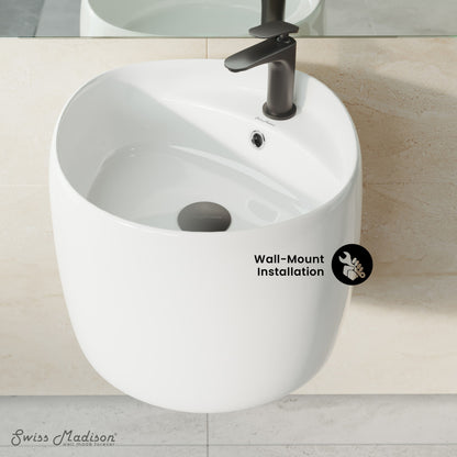 Ivy 18 in. Ceramic Glossy White Wall Mount Sink