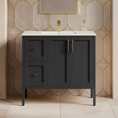 Forme 36" Modular Freestanding Bathroom Vanity with Sink Top in Black Oak