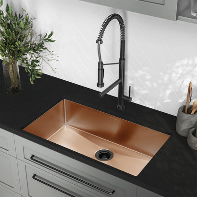 Rivage 32 x 19 Stainless Steel, Single Basin, Undermount Kitchen Sink, Rose Gold