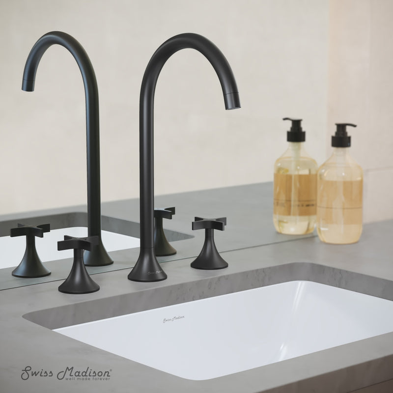 Daxton 8 in. Widespread, Cross Handle, Bathroom Faucet in Matte Black