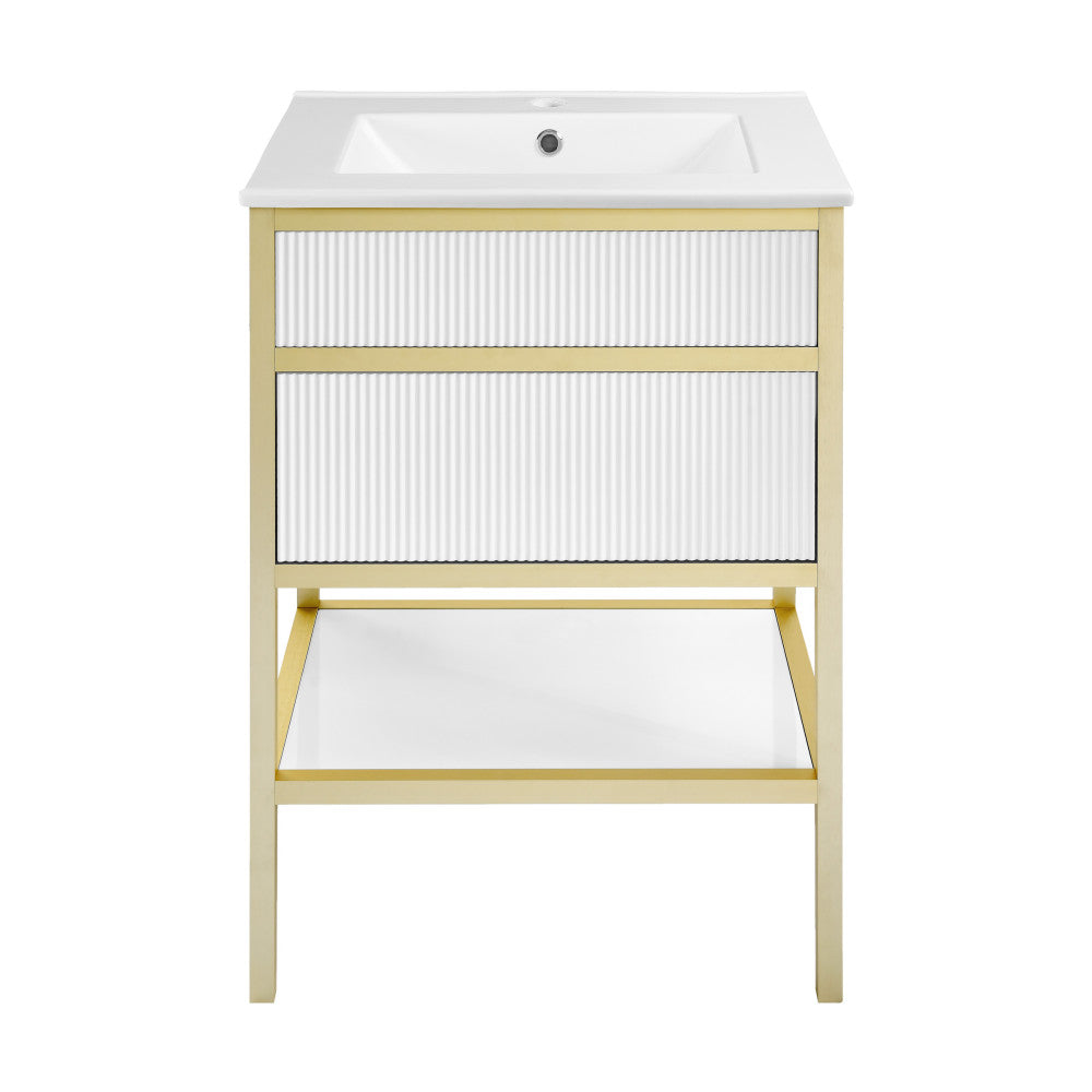 Cache 24" Freestanding Bathroom Vanity in White with Sink Top