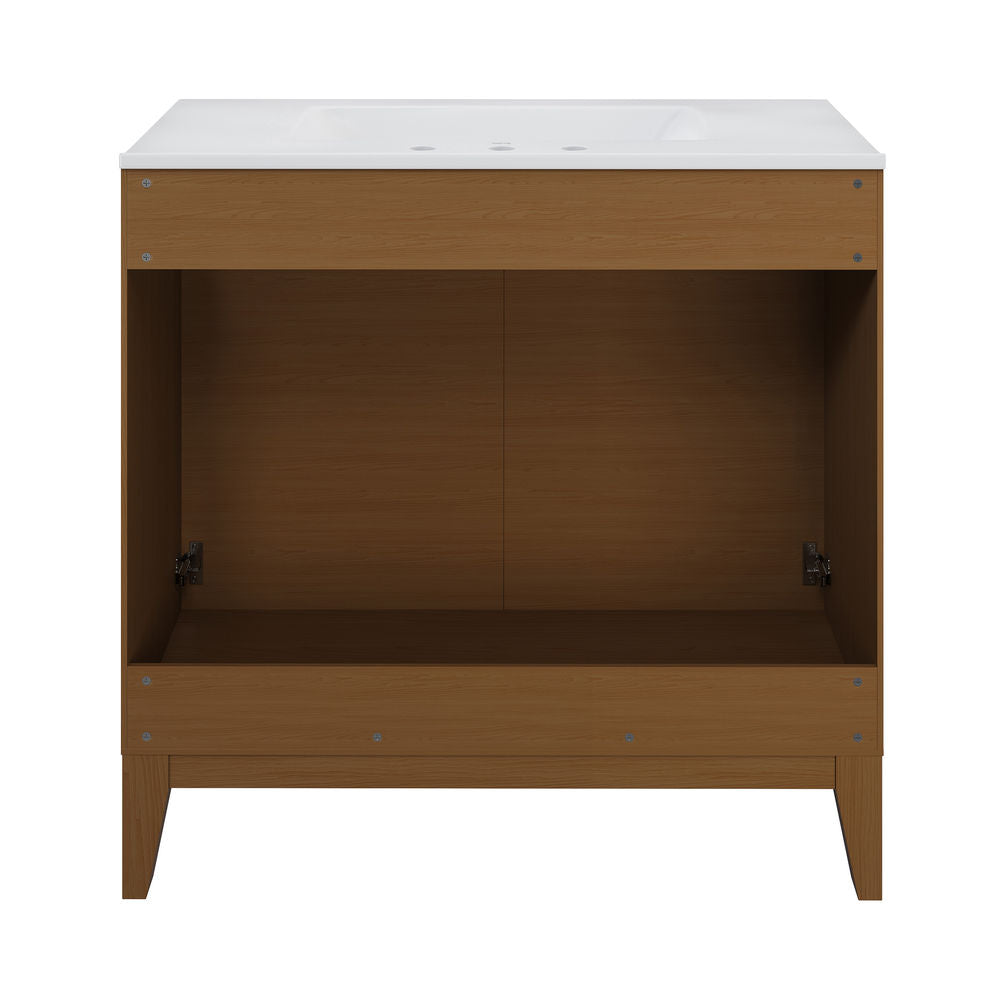 Cascade 30" Freestanding Bathroom Vanity in Brown Oak with 3-Hole Widespread Sink Top