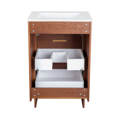 Daxton 24" Freestanding Bathroom Vanity in Brown Oak with 3-Hole Centerset Sink Top