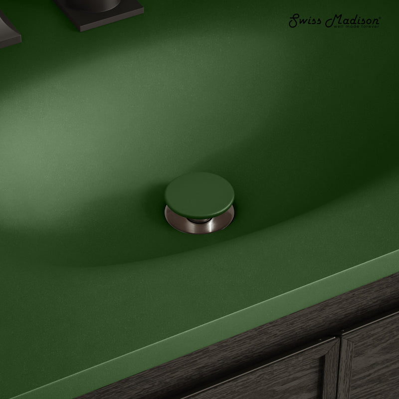 Lisse Concrete Bathroom Sink Non-Overflow Pop Up Drain in Matte Royal Green