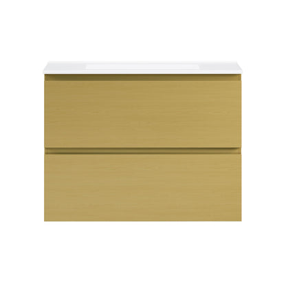 Liberte 30" Wall-Mounted Bathroom Vanity in Natural Oak with Sink Top