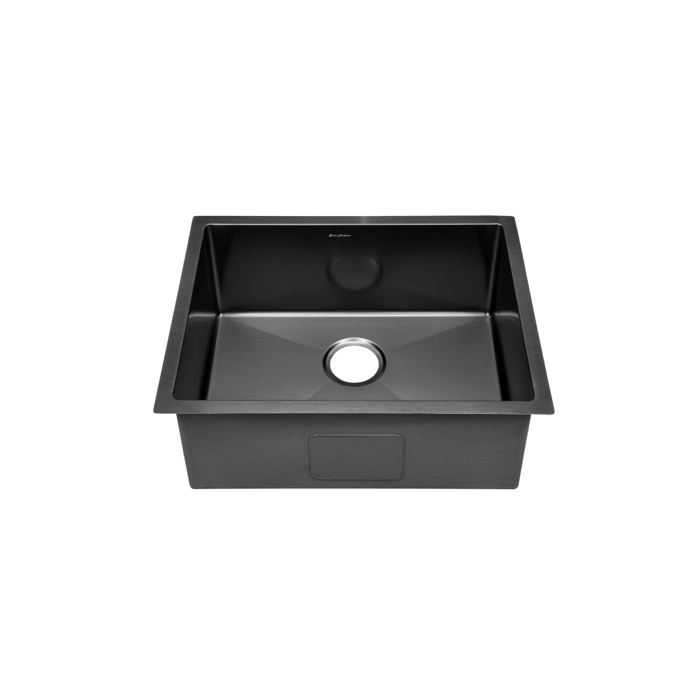 23 x 18-inch black stainless steel single basin undermount kitchen sink with drain hole.