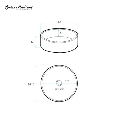 Lisse 14.5" Concrete Round Vessel Sink in Matte Taupe
