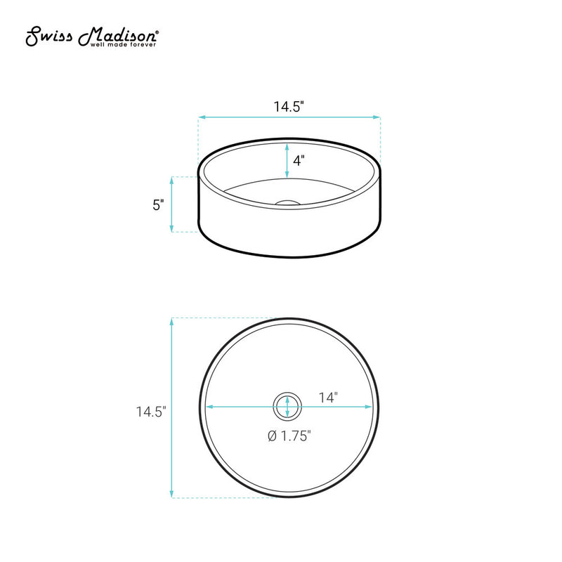 Lisse 14.5" Concrete Round Vessel Sink in Matte Taupe