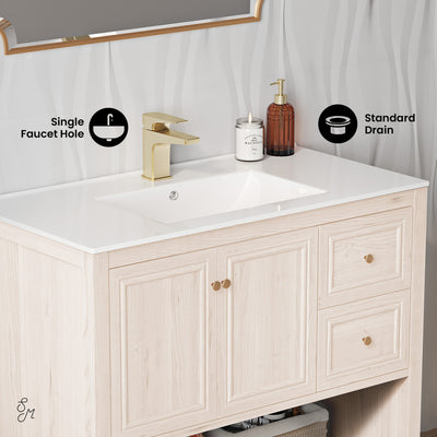 Château 36" Freestanding Bathroom Vanity in White Oak with Sink Top