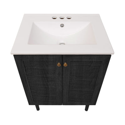 Bron 24" Freestanding Bathroom Vanity in Black Oak with 3-Hole Centerset Sink Top