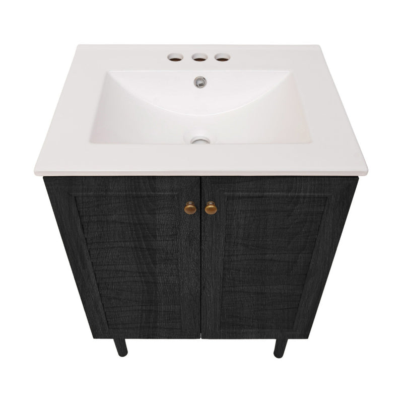 Bron 24" Freestanding Bathroom Vanity in Black Oak with 3-Hole Centerset Sink Top