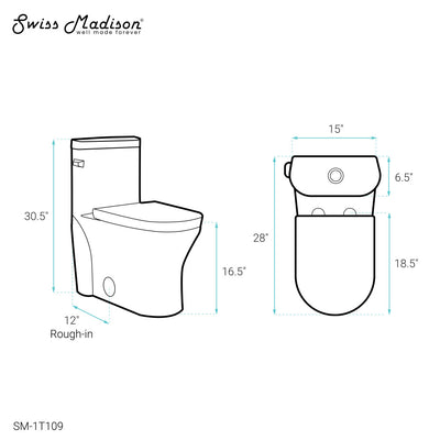 Monaco One-Piece Elongated Left Side Flush Handle Toilet 1.28 gpf