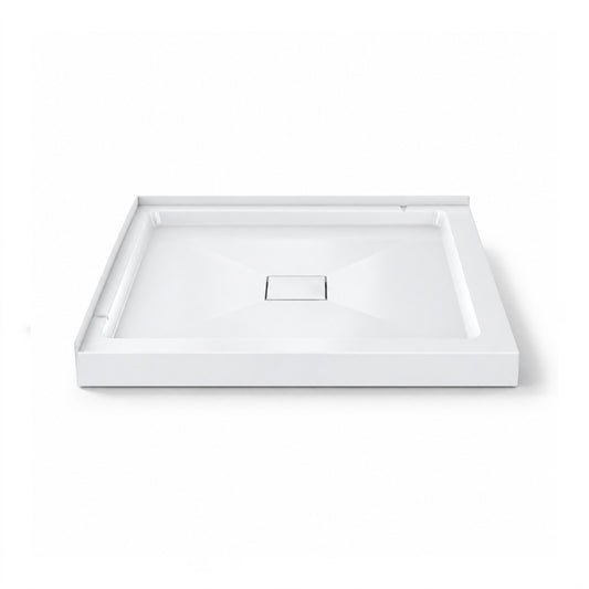 Marquette 36" x 36" Double-Threshold Shower Pan Base with Center Drain in Glossy White