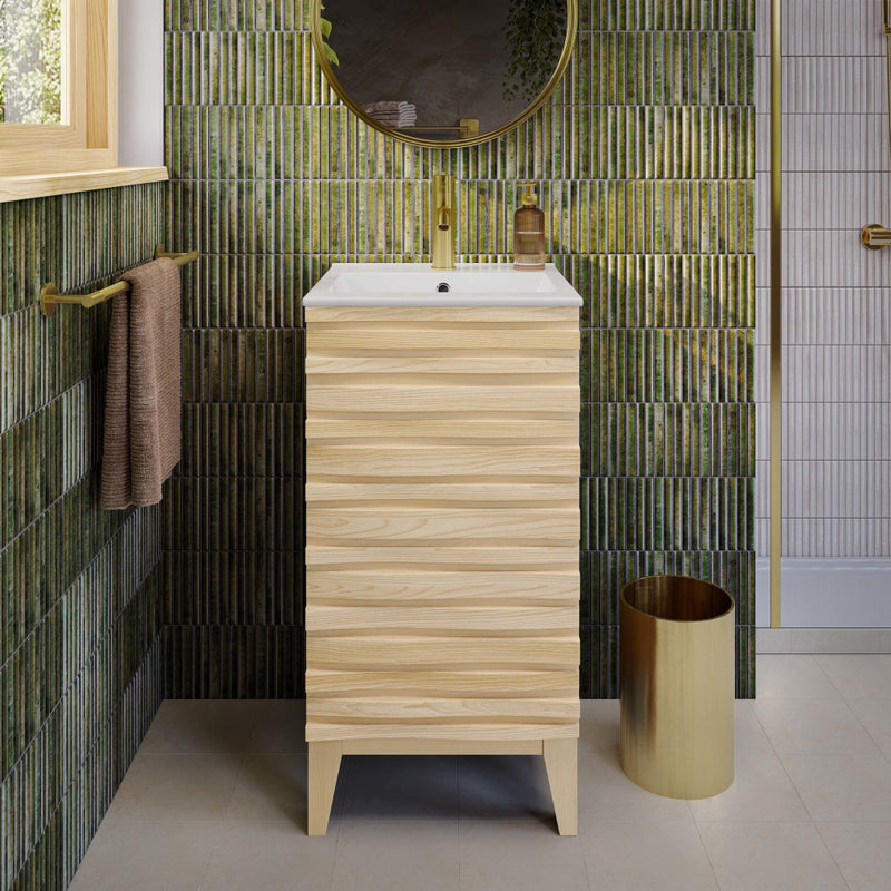 Cascade 18" Bathroom Vanity in Natural Oak