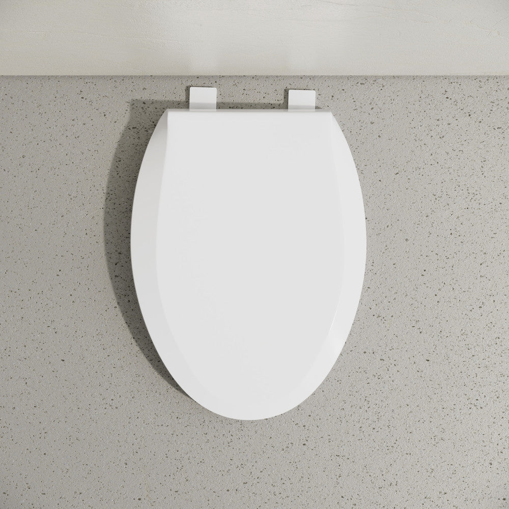 Elongated Toilet Seat with Toddler Seat Built In, Family Toilet Seat in Glossy White