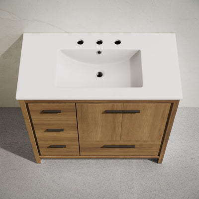 Virage 36" Freestanding Bathroom Vanity in Brown Oak with 3-Hole Widespread Sink Top