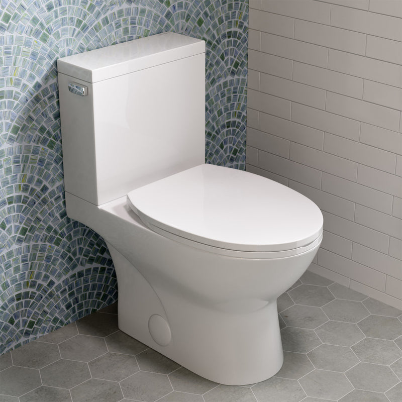 Cache Two-Piece Elongated Toilet Left Side Flush Handle Toilet 1.28 gpf