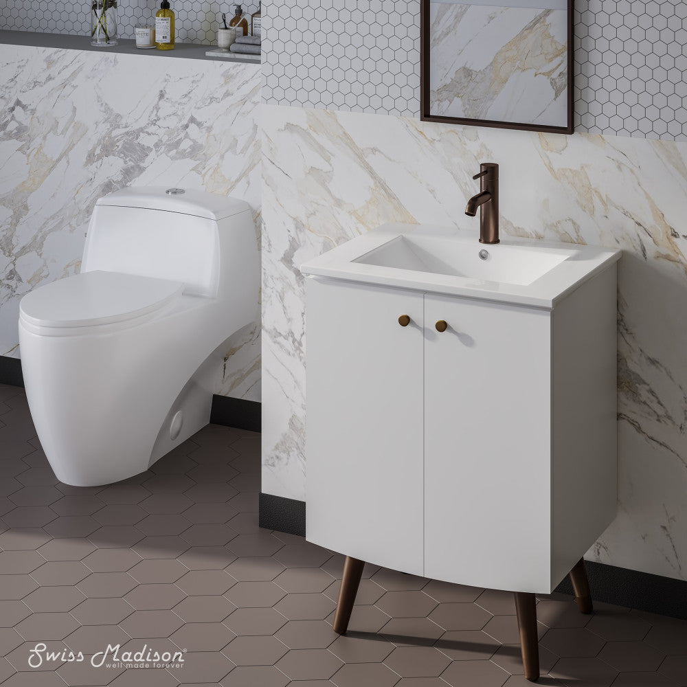 Manoir 24" Freestanding Bathroom Vanity in White with Sink Top