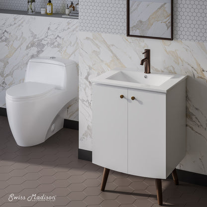 Manoir 24" Freestanding Bathroom Vanity in White with Sink Top