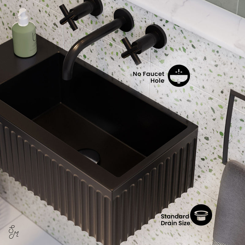 Delice 24" Rectangle Wall-Mount Bathroom Sink in Matte Black