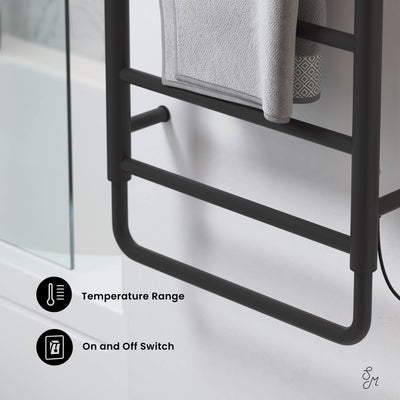 Ivy 8-Bar Electric Towel Warmer in Matte Black