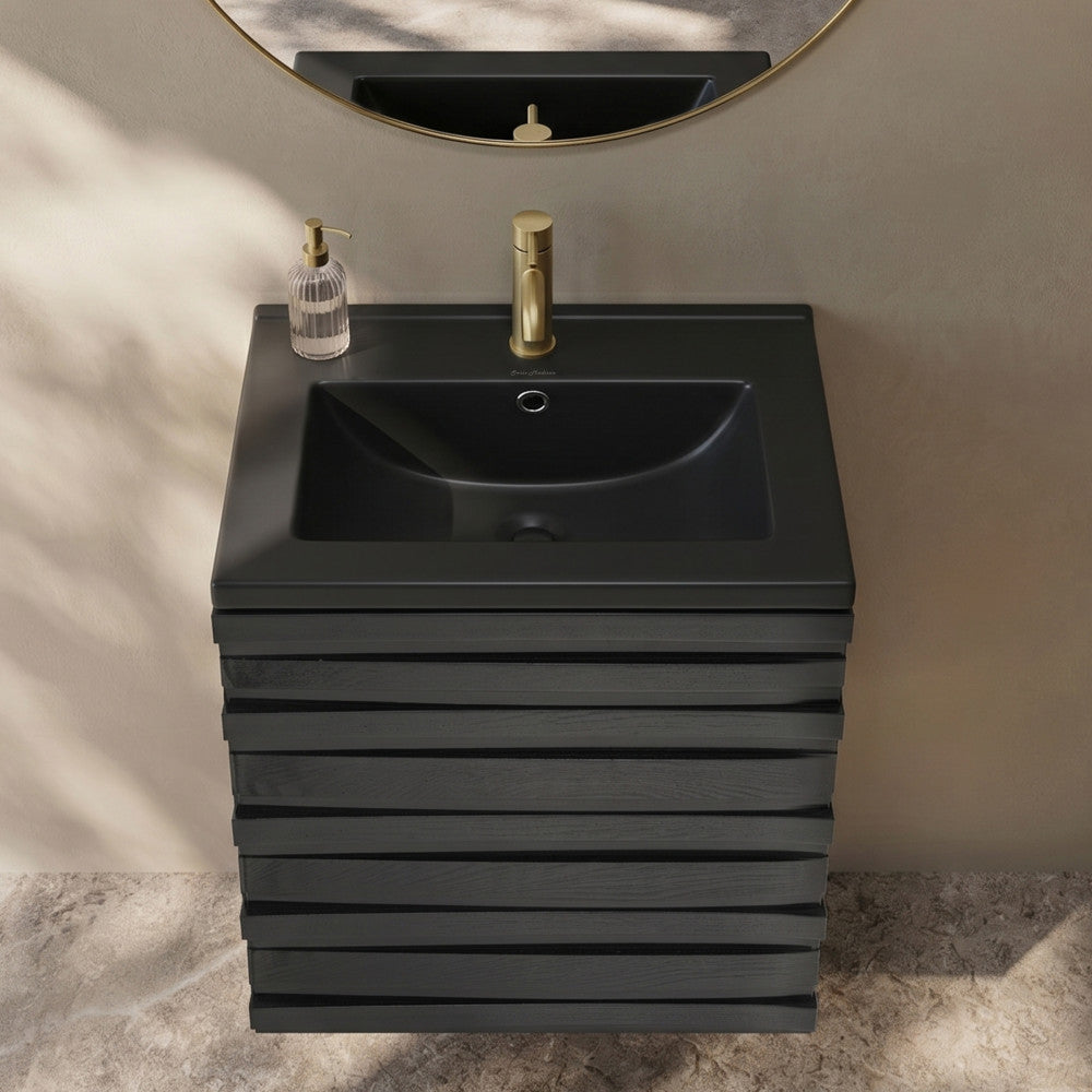 18" Ceramic Square Vanity Sink Top in Matte Black