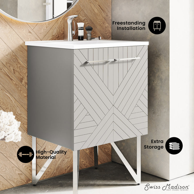 Annecy 24" Freestanding Bathroom Vanity in Greige with Sink Top