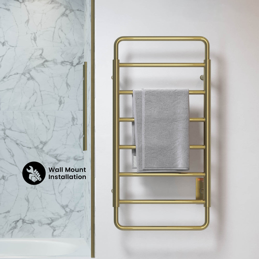 Ivy 8-Bar Electric Towel Warmer in Brushed Gold