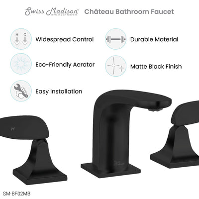 Chateau 8 in. Widespread, 2-Handle, Bathroom Faucet in Matte Black