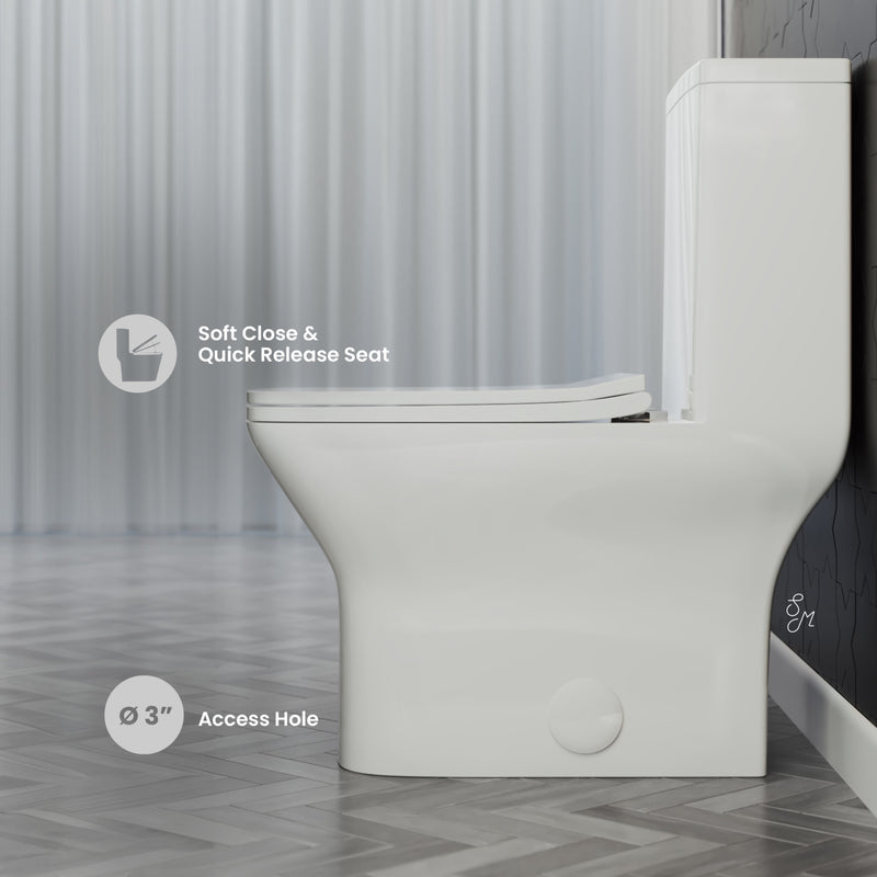 Carre One Piece Square Toilet Left Side Flush, 10" Rough-In 1.28 gpf