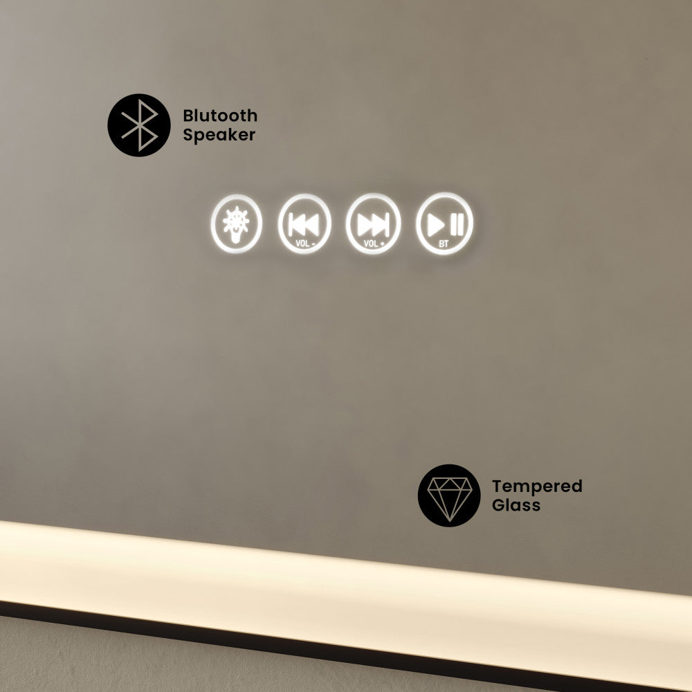 Carre 24" x 36" Rectangular LED Anti-Fog Smart Mirror with Bluetooth