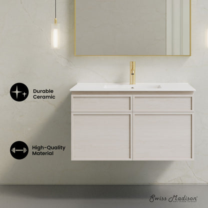 St. Tropez 36" Wall-Mounted Bathroom Vanity in White Oak with Sink Top