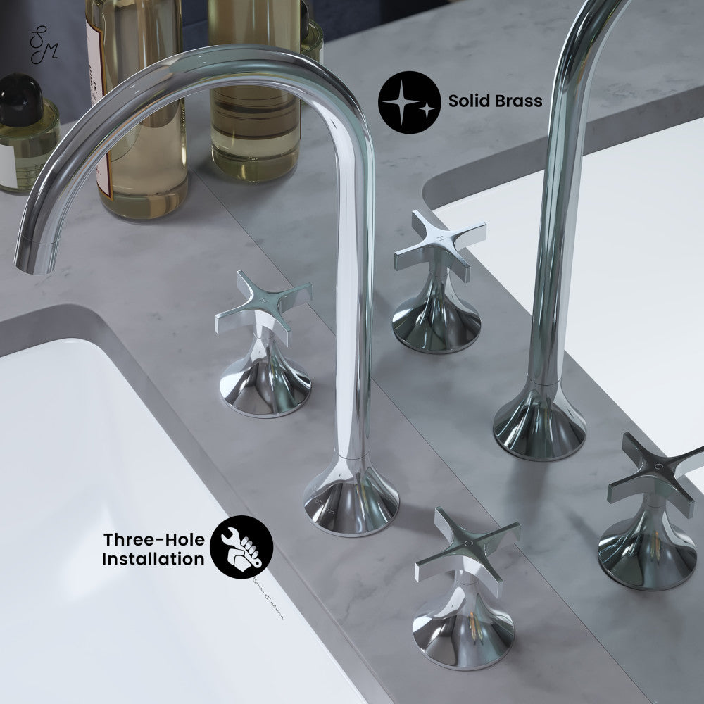 Daxton 8 in. Widespread, Cross Handle, Bathroom Faucet in Chrome