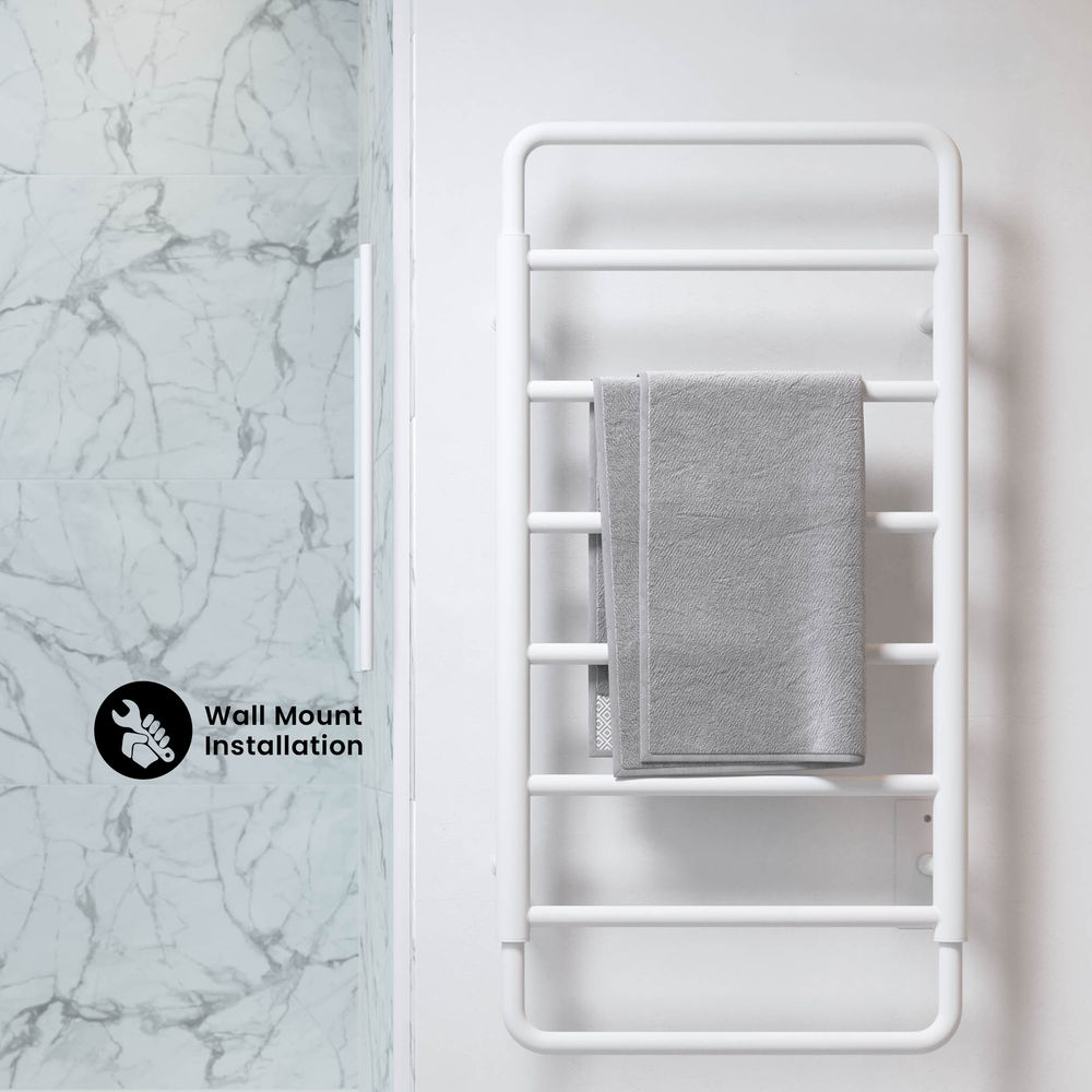 Ivy 8-Bar Electric Towel Warmer in Matte White