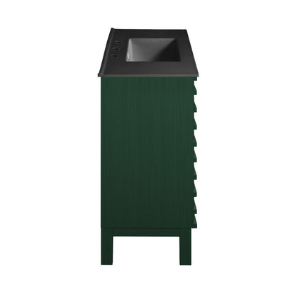 Cascade 48" Freestanding Bathroom Vanity in Green Oak with Black 3-Hole Widespread Sink Top