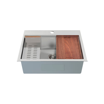 Ravi Single Basin 30 x 22 Topmount Kitchen Workstation Sink