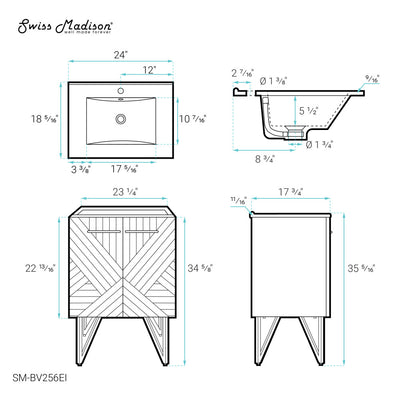 Annecy 24" Freestanding Bathroom Vanity in Greige with Sink Top