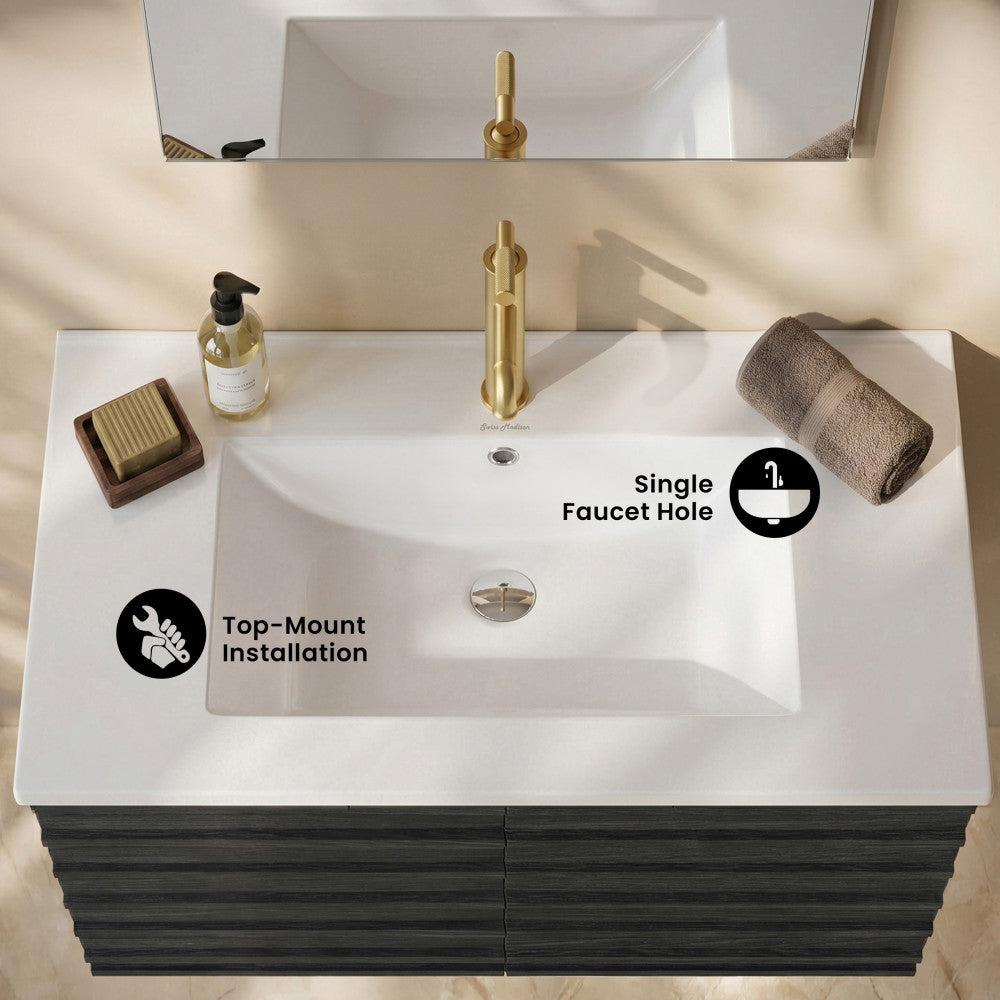 30" Ceramic Vanity Sink Top