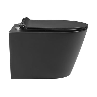 Calice Wall-Hung Toilet Bundle 0.8/1.6 GPF Dual Flush in Matte Black with Black Flush Plate