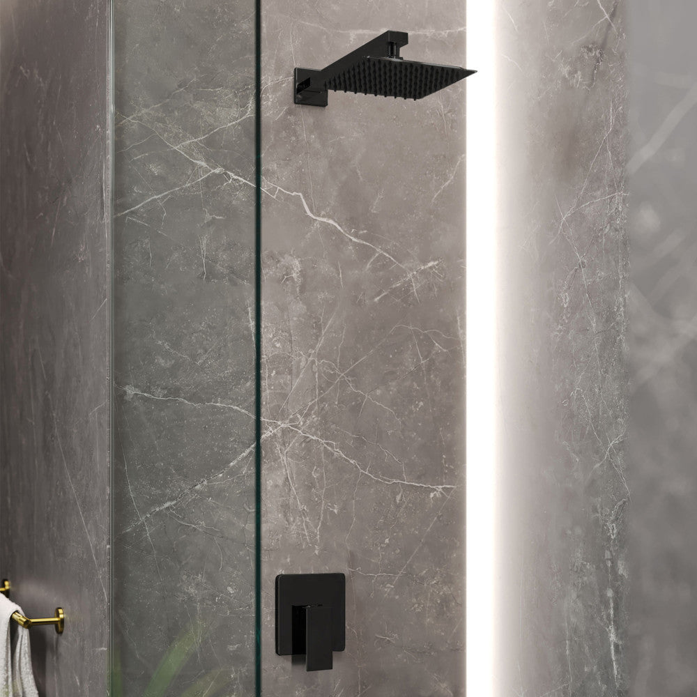Concorde Single-Handle 1 Spray 8" Wall Mounted Fixed Shower Head in Matte Black (Valve Included)