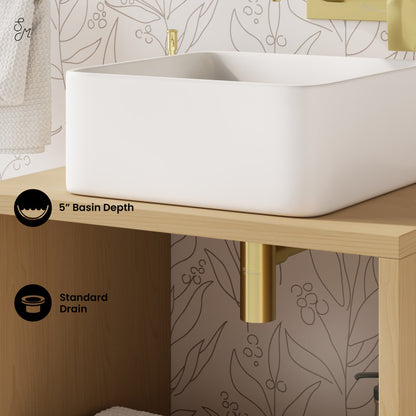 Concorde 24" Wall-Mounted Bathroom Vanity in Natural Oak with Sink Top