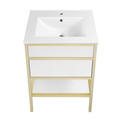 Cache 24" Freestanding Bathroom Vanity in White with Sink Top