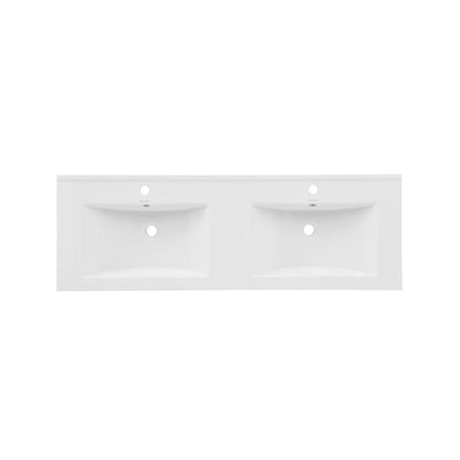 48" Double Basin Vanity Sink Top in Glossy White