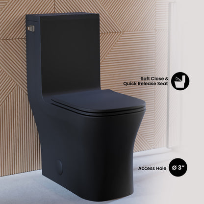 Concorde One-Piece 12" Rough-in 1.28 GPF Left-Hand Flush Square Toilet in Matte Black