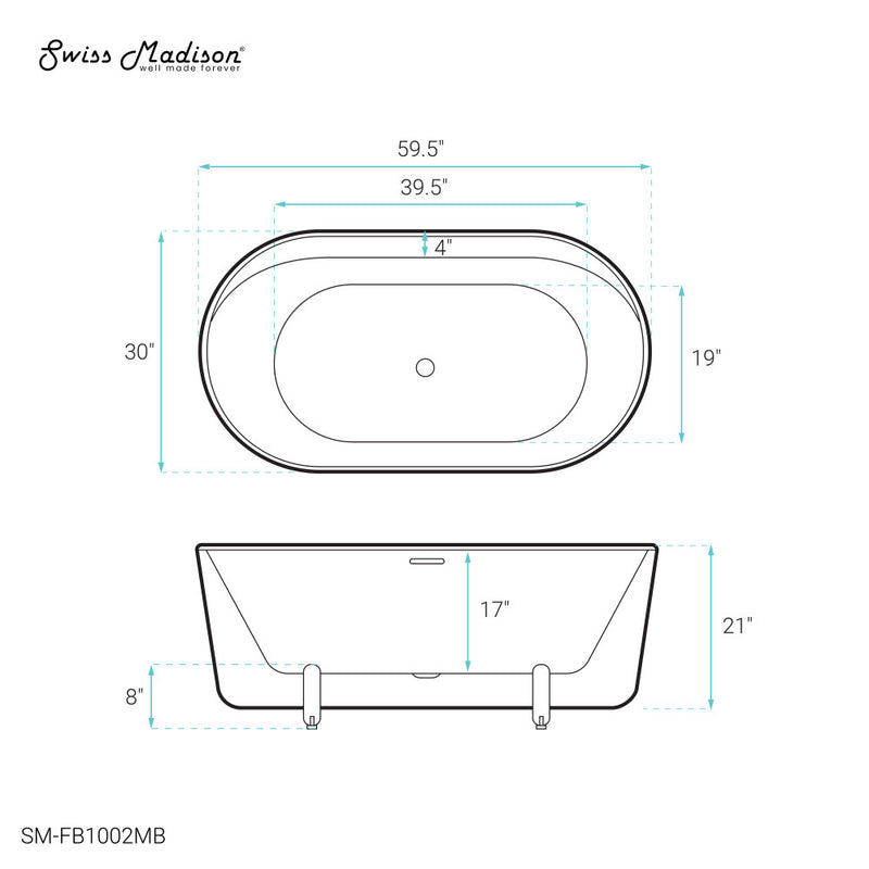 Monaco 59" Freestanding Bathtub with Matte Black Stand