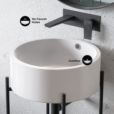 Monaco 16.5" Round Console Sink, White Basin Matte Black Legs